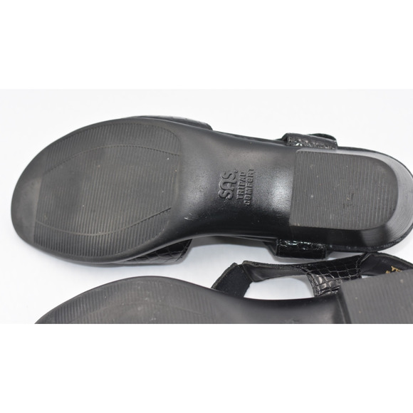 SAS Suntimer Tripad Comfort Croc Print Sandals Women's 7.5 N Black Kitten Heel - Picture 8 of 9